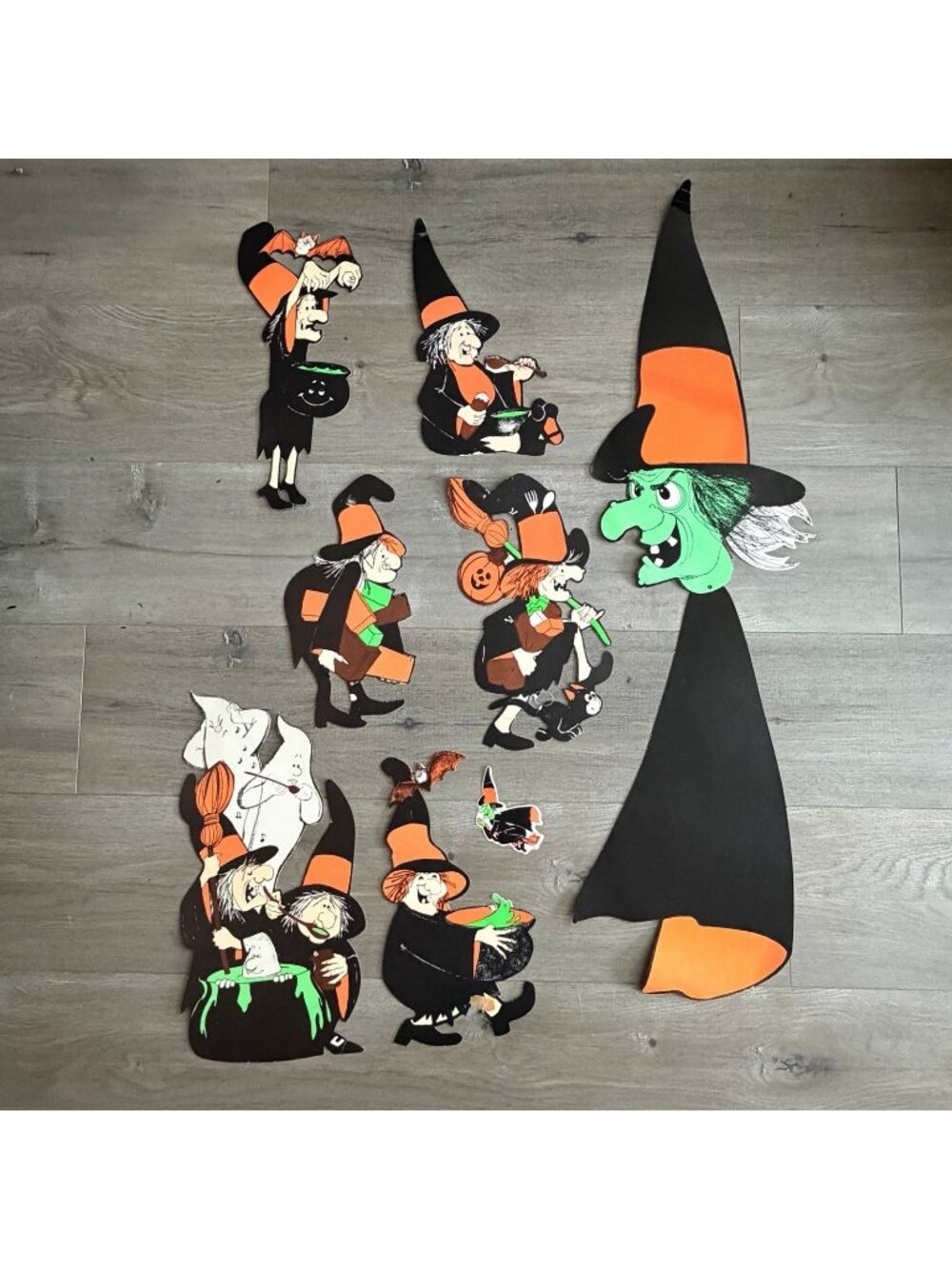 Vintage Witch Ghosts Bats Halloween Peck Die Cuts